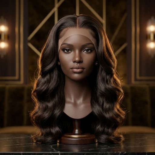 Woman wearing a body wave HD lace front wig